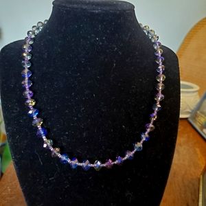 Purple faceted crystal beaded necklace